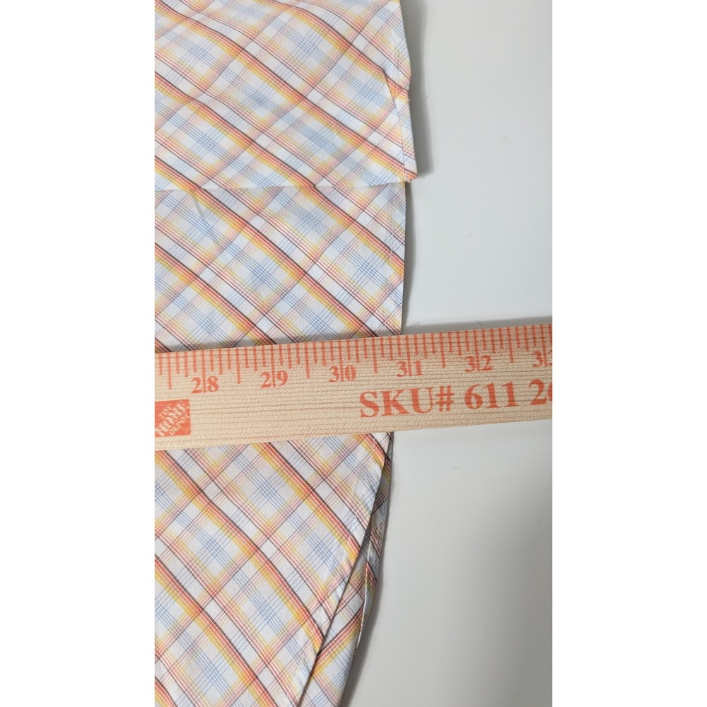 Linea Dome Chemise Mens Orange Plaid Shirt Long Sleeve Button Down‎ L 16 1/2-17 - Picture 7 of 7